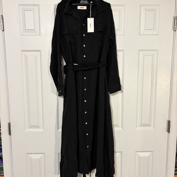 NWT BUCK MASON SOFT BLACK SILKEN TWILL STUDIO SHIRT DRESS - Picture 2 of 7